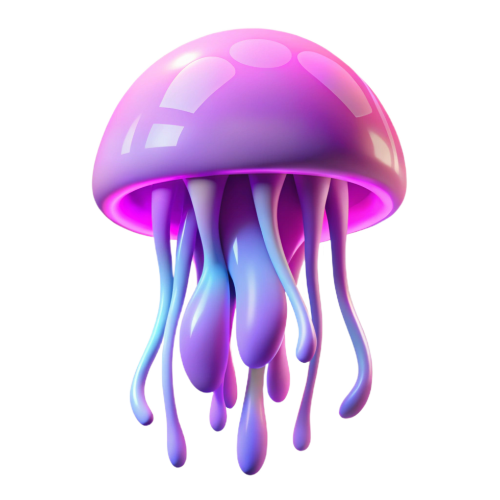 Vibrant Jellyfish 3D Render of a Glowing, Purple Aquatic Creature png