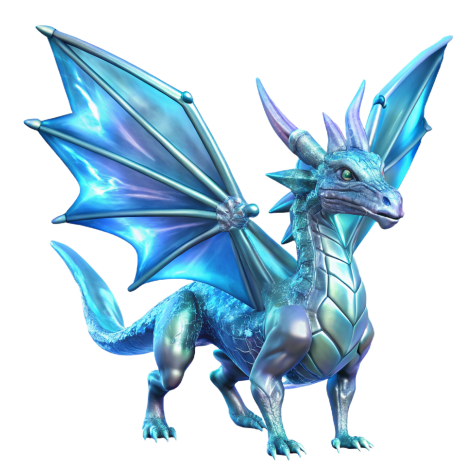 Crystalline Dragon Fantasy Creature with Iridescent Wings and Scales png