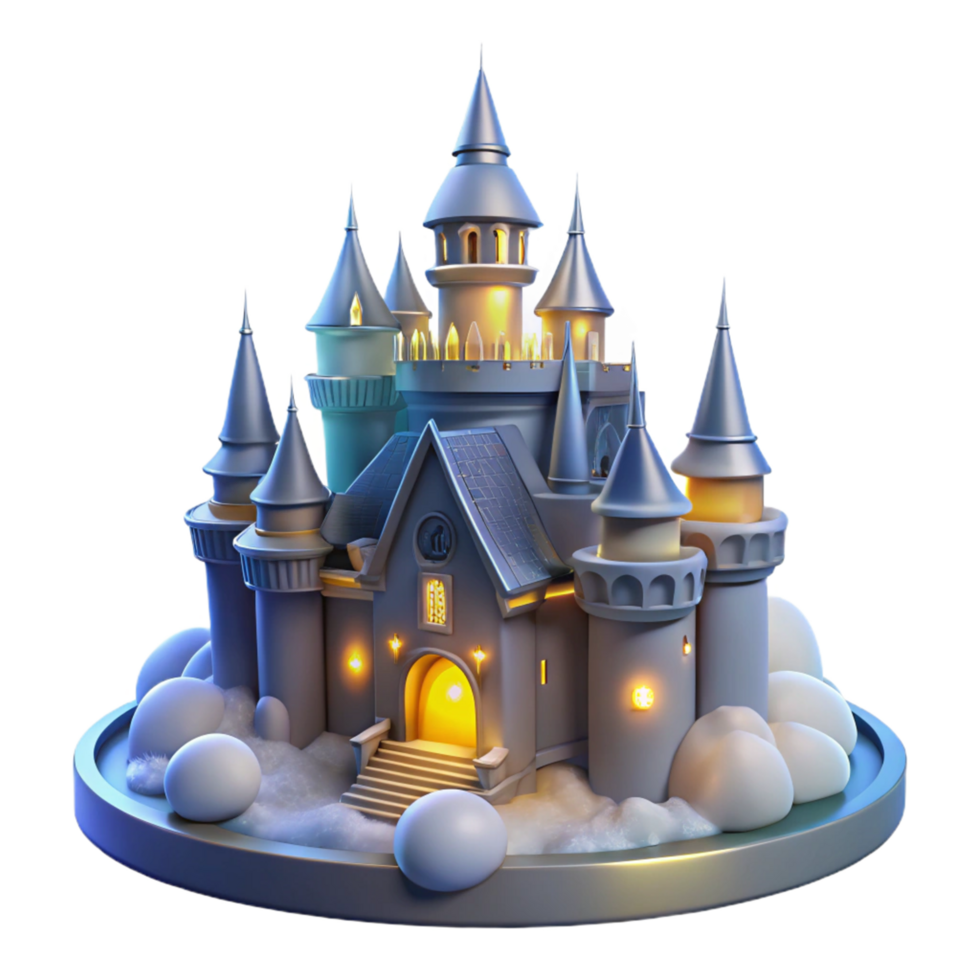Enchanted Castle in the Clouds A Fantasy 3D Render png