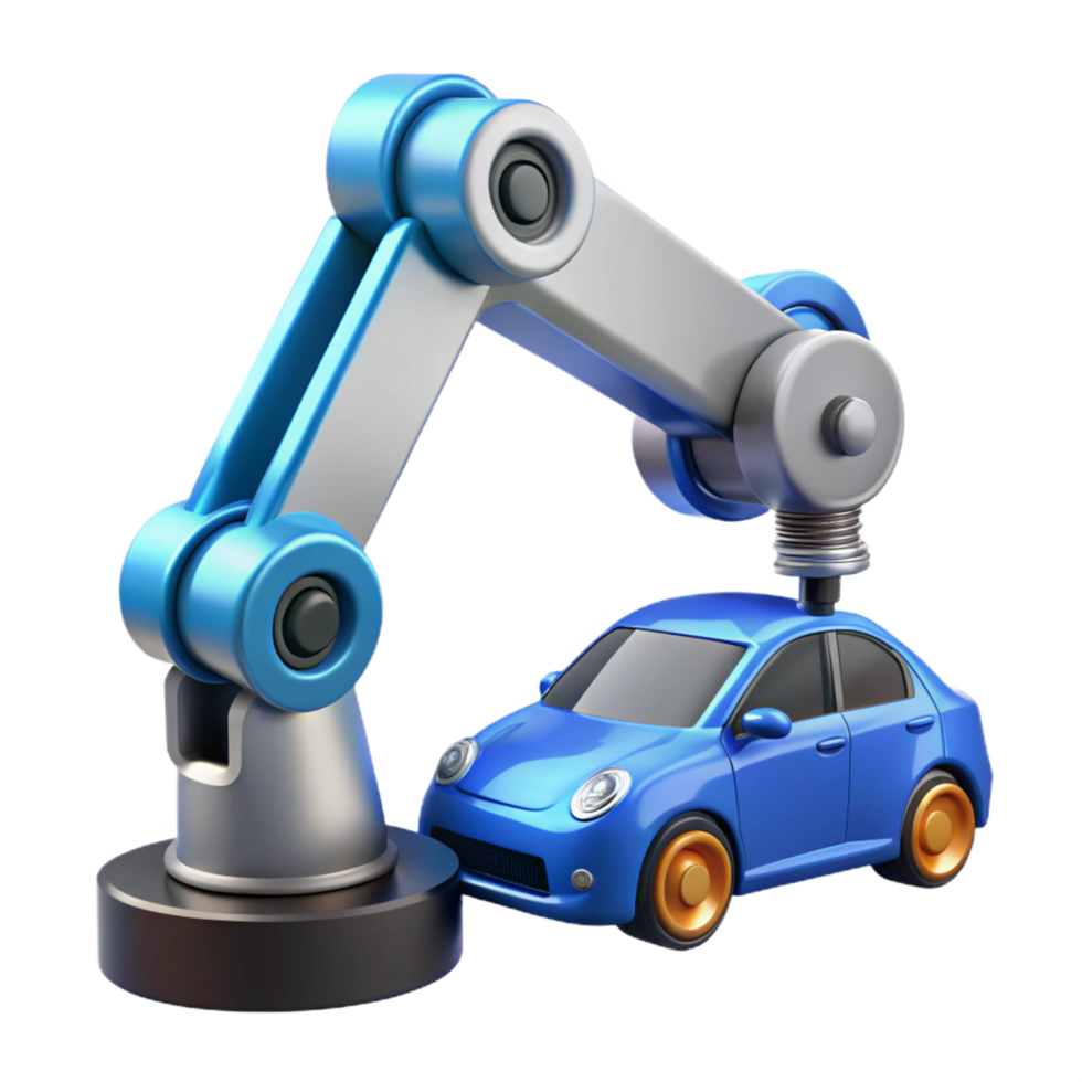 Automated Vehicle Assembly Robotic Arm and Car Production png