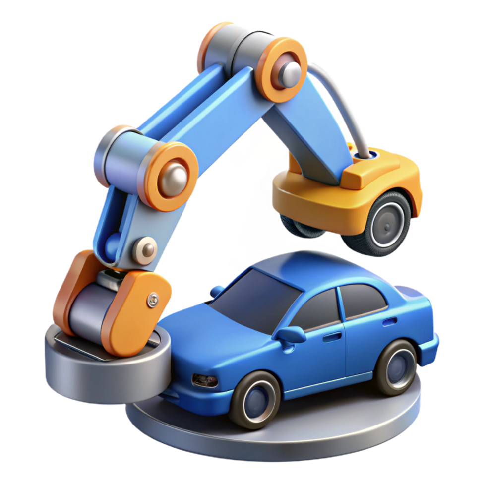 Automated Car Manufacturing Process Robotic Arm Assembling Vehicle png