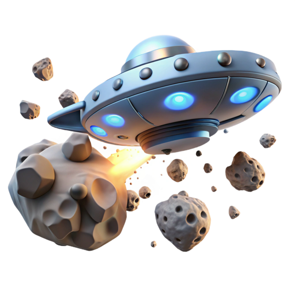 Spaceship Navigating Asteroid Field A 3D Render png