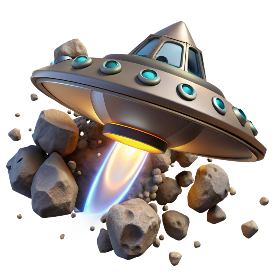 Spaceship Ascending Through Asteroid Field png