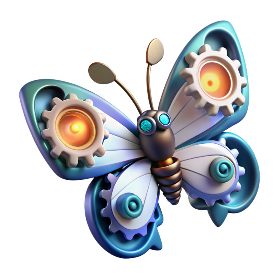 Steampunk Butterfly A 3D Render of a Mechanical Insect png