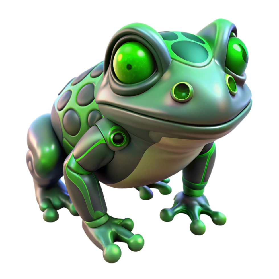 3D Render of a Futuristic Green Frog png