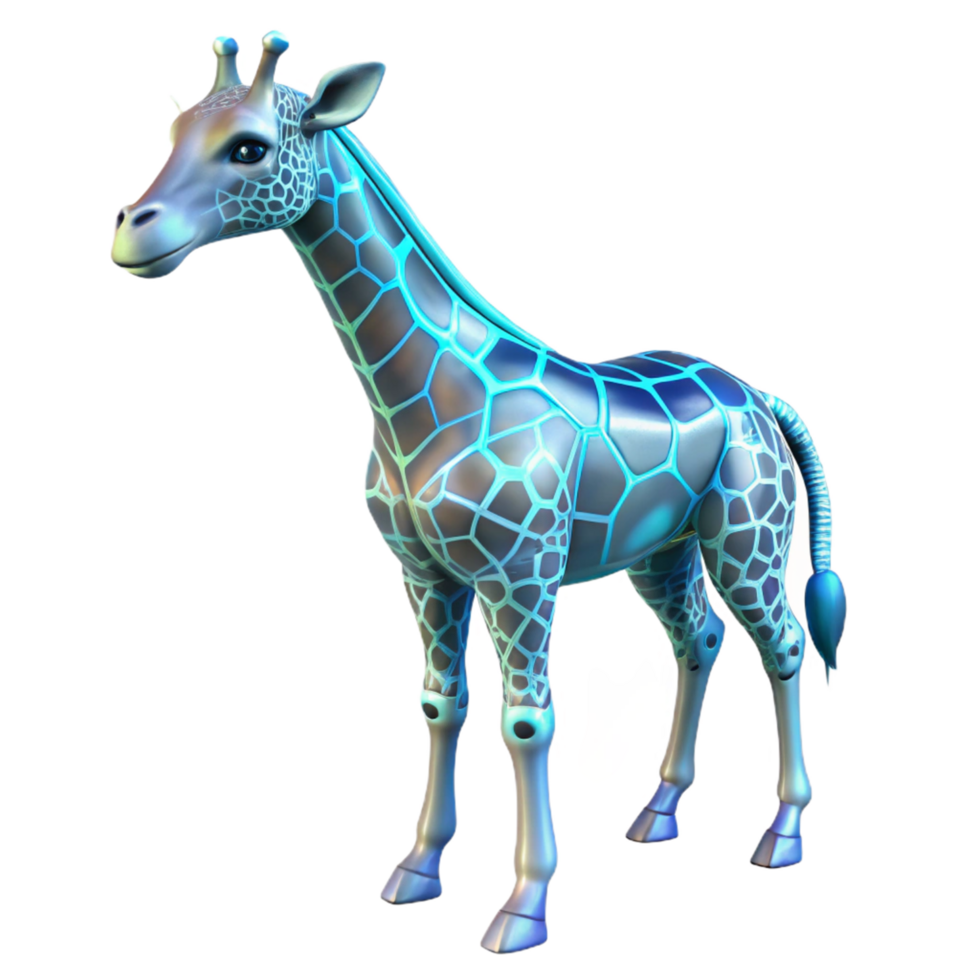 Digital Rendering of a Turquoise Giraffe png