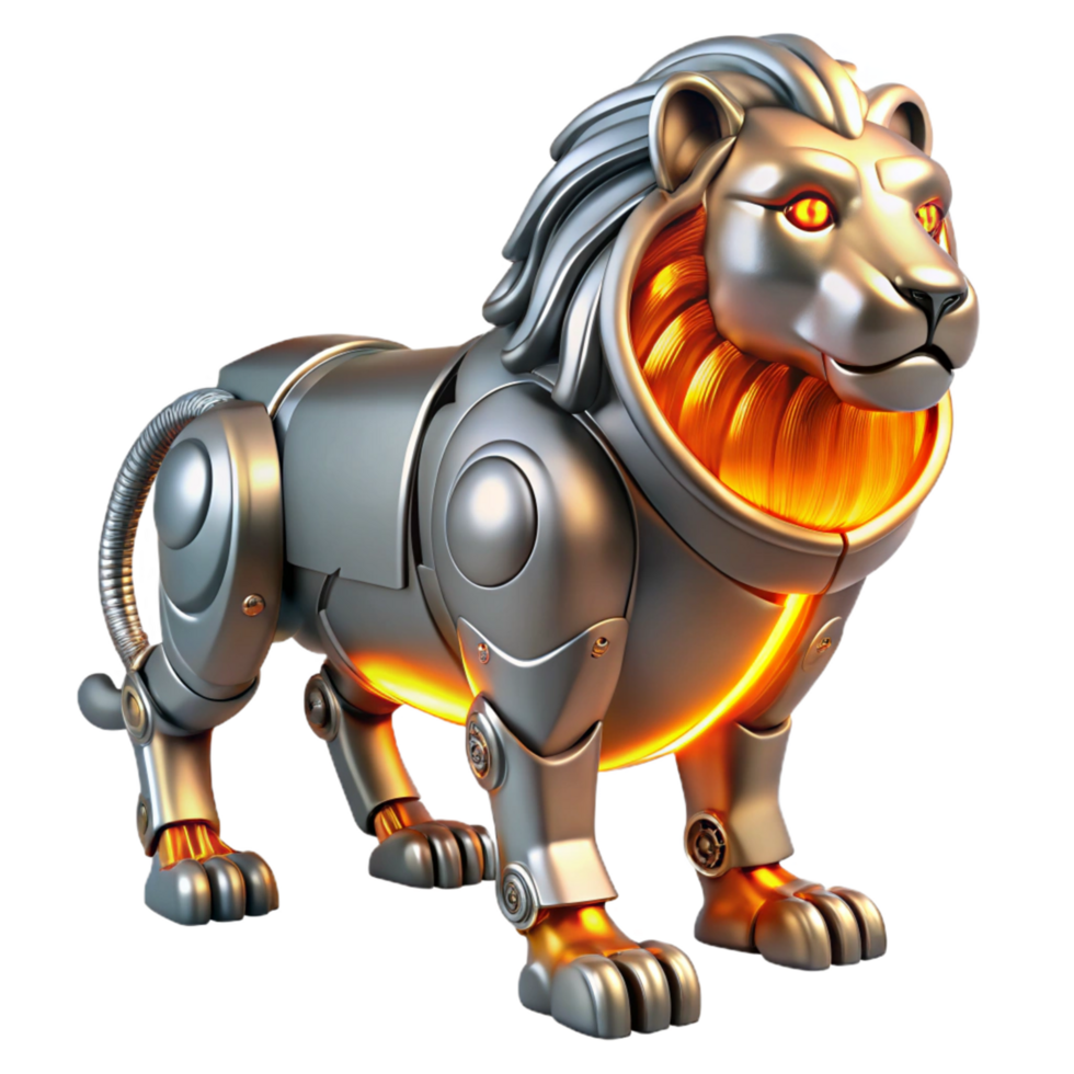 Robotic Lion Mechanical Beast with Illuminated Mane png