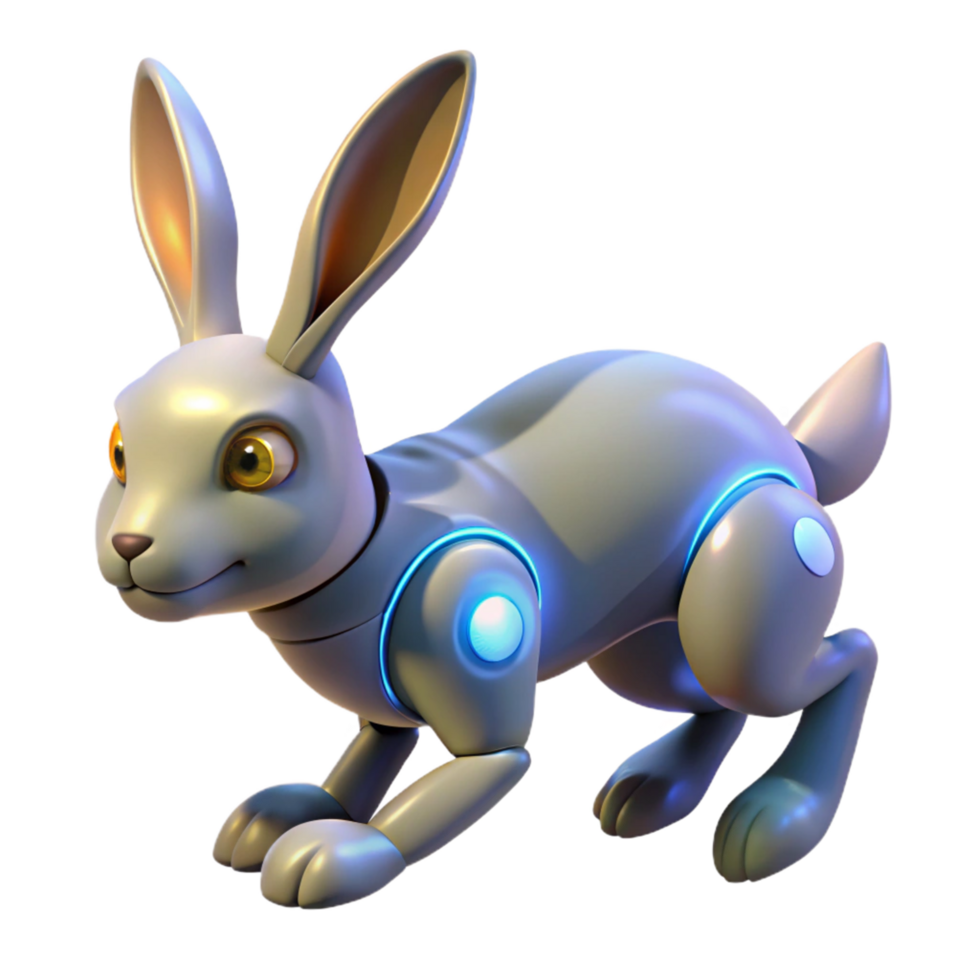 Futuristic Robotic Bunny 3D Render of a Mechanical Rabbit png