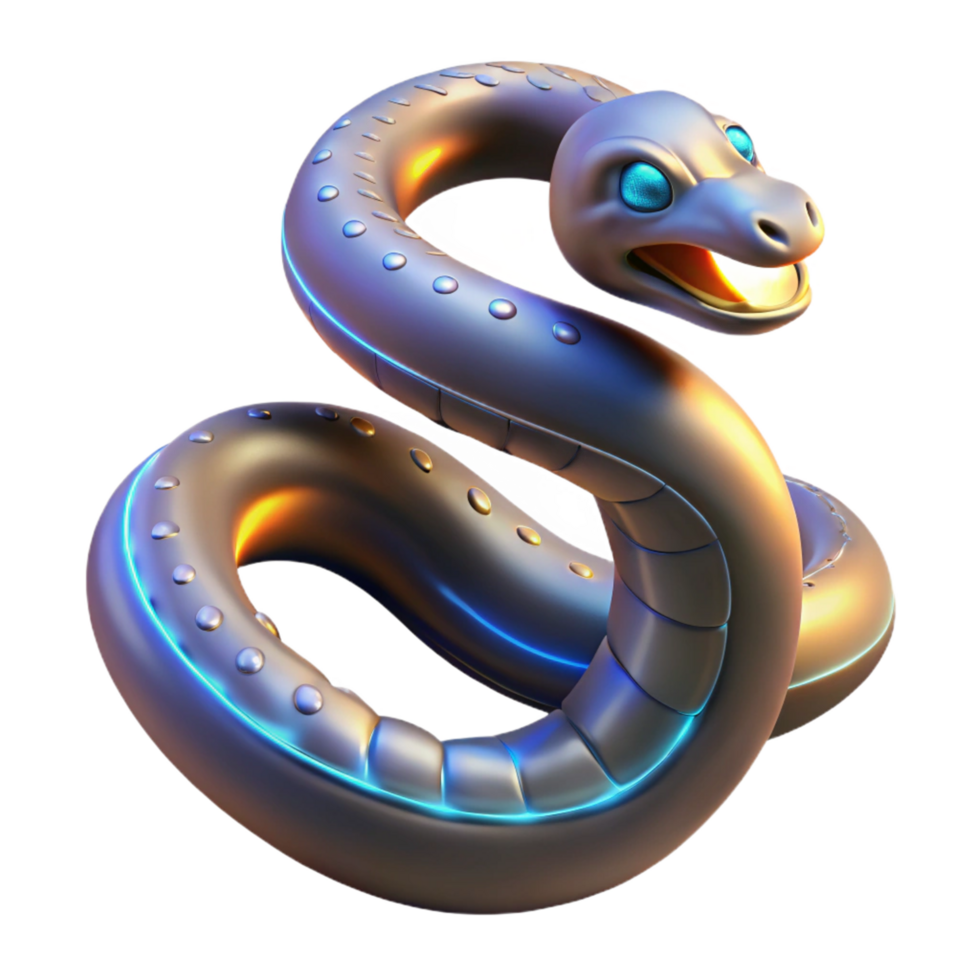 Cybernetic Serpent A Futuristic 3D Render of a Mechanical Snake png