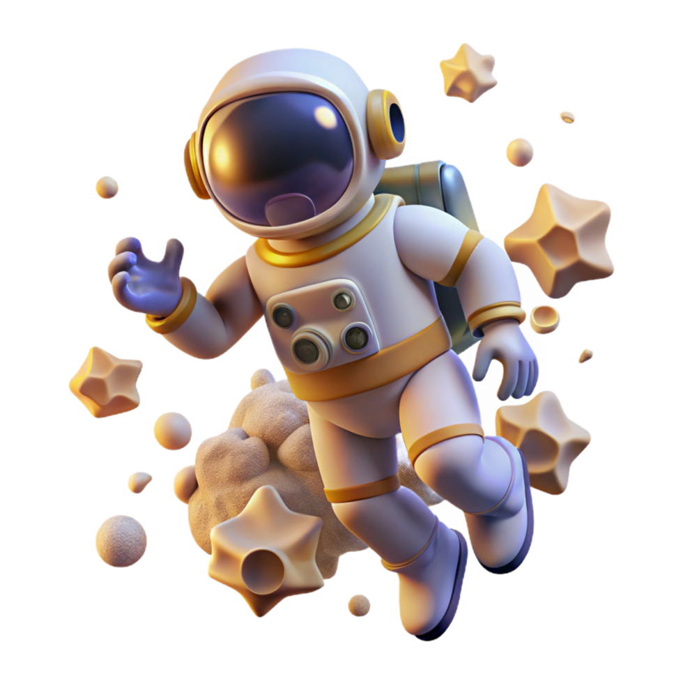 3D Render of Astronaut in Space with Stars and Nebula png