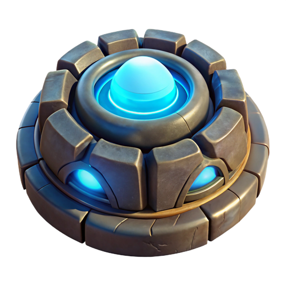 Glowing Stone Device 3D Render of Futuristic Energy Core png