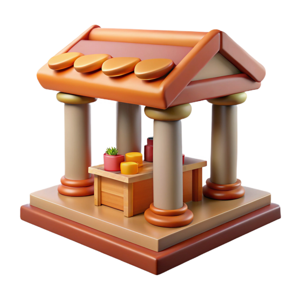 3D Render of a Classical Style Market Stall with Columns png