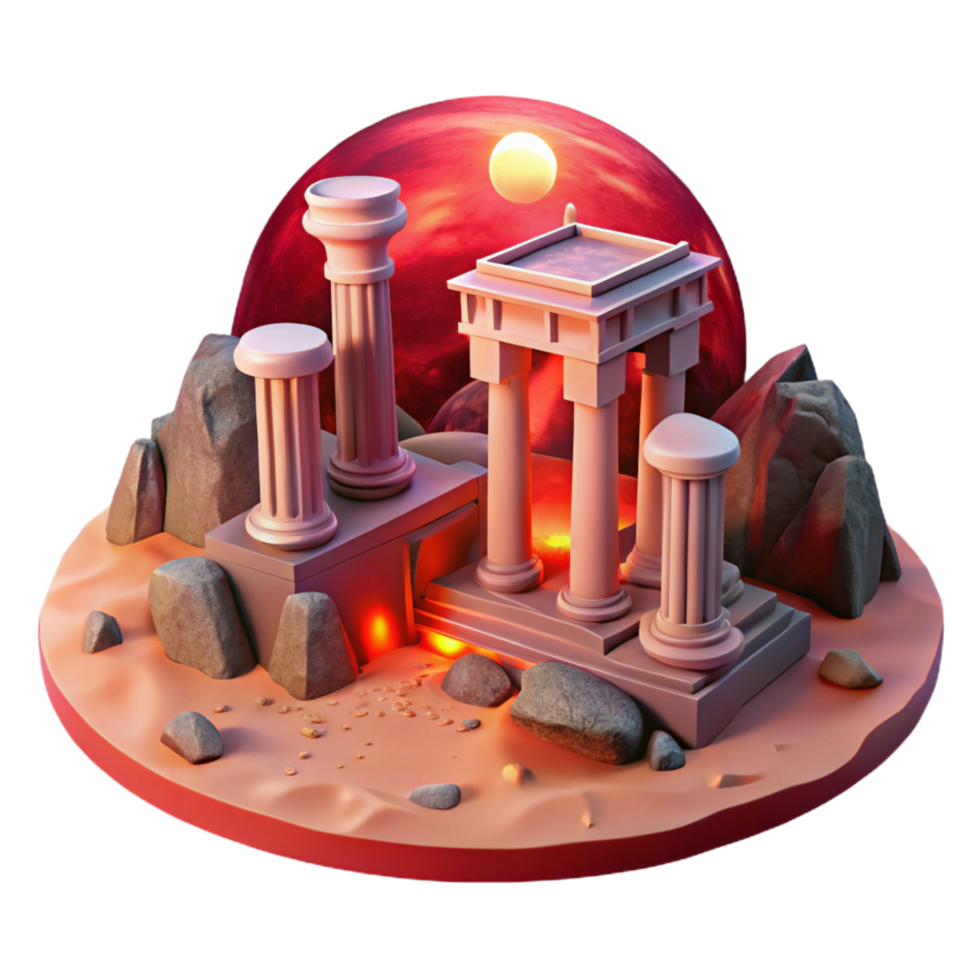 Ancient Temple 3D Render png