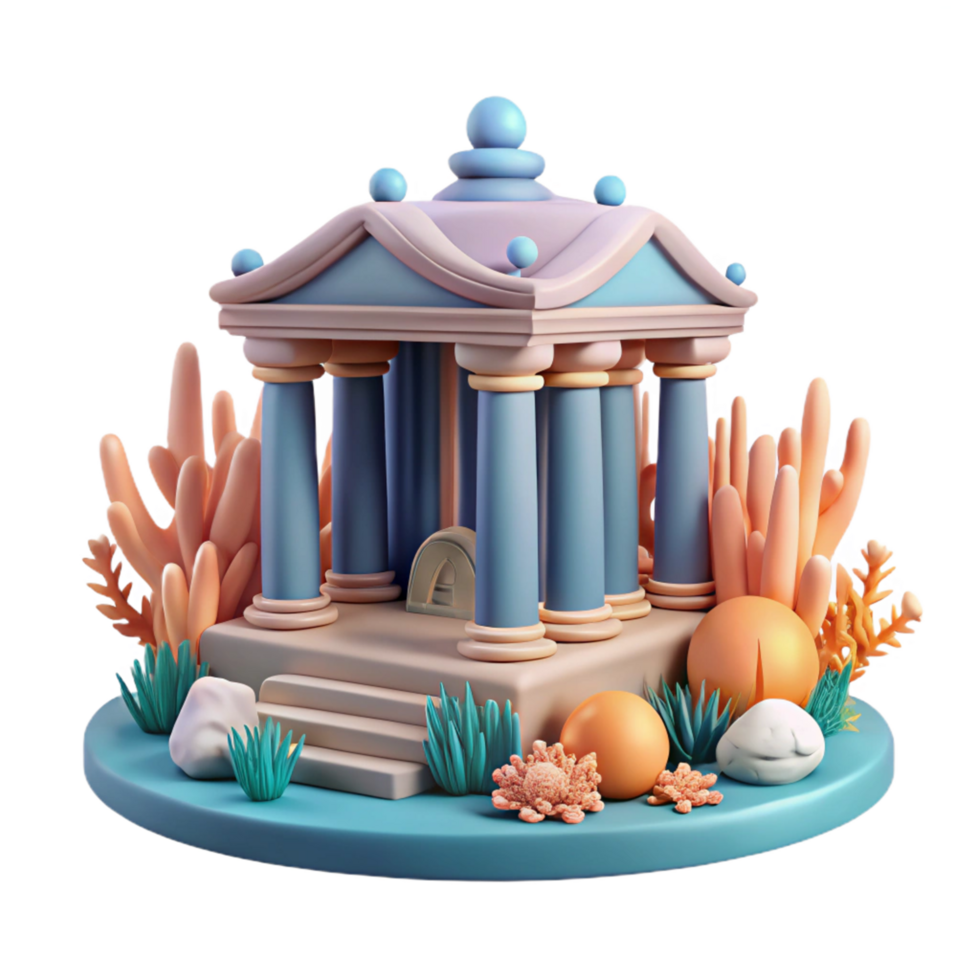 Undersea Temple 3D Render of an Ancient Structure png