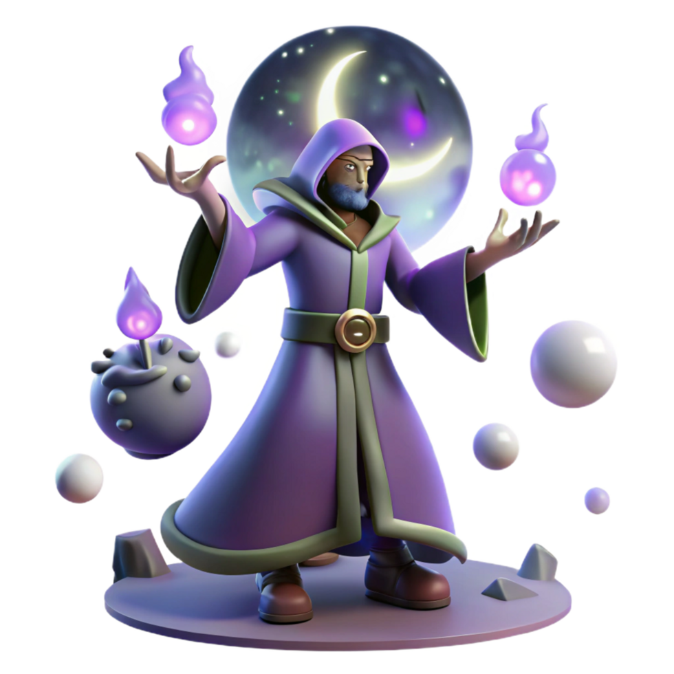 Mystic Wizard with Moon Magic png