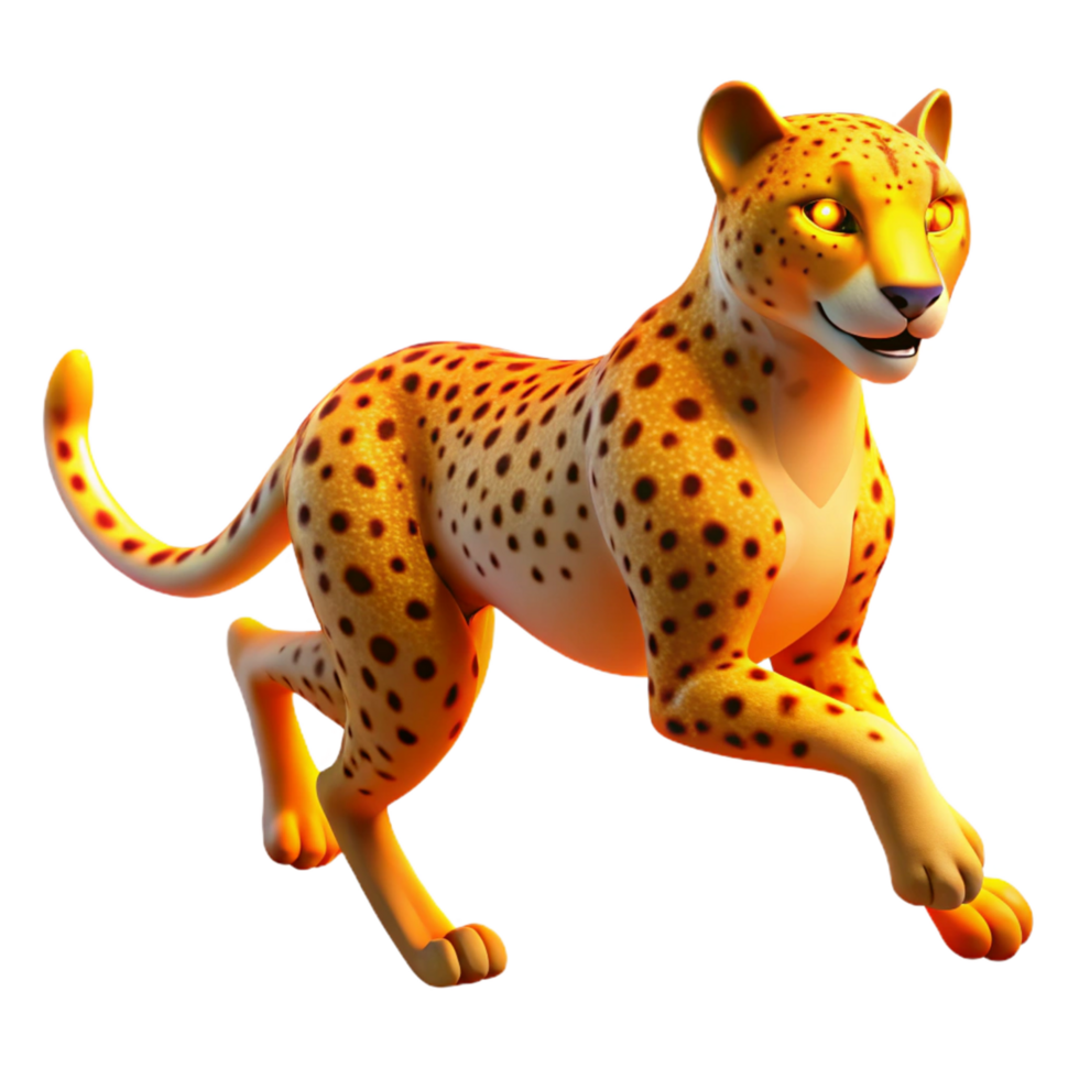 Golden Cheetah A 3D Animated Render of a Running Cheetah png