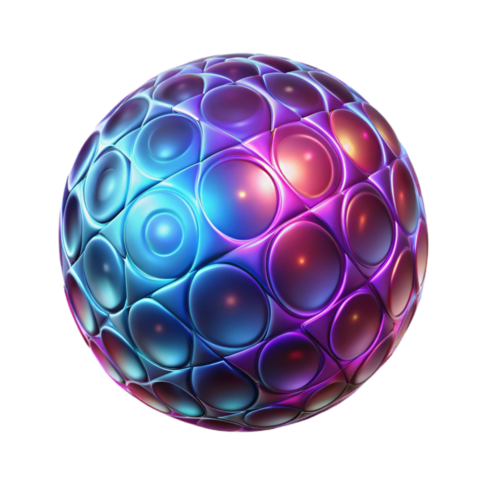 Abstract 3D Sphere Iridescent, Geometric, Cellular Structure png