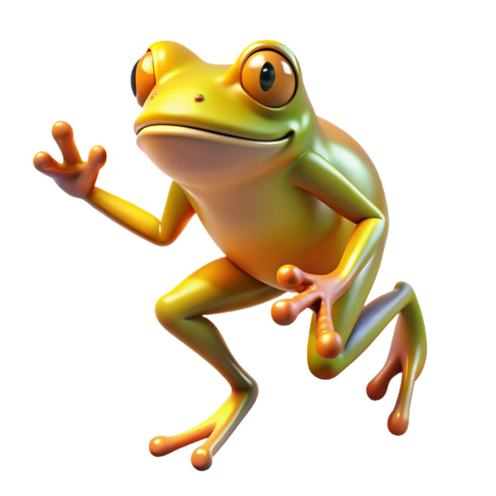 3D Cartoon Frog Leaping png