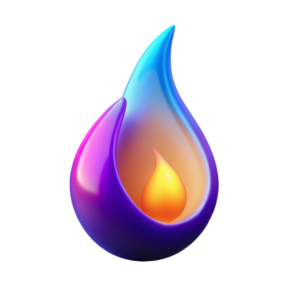Abstract Flame in a Colorful Orb 3D Render of a vibrant, glowing droplet png