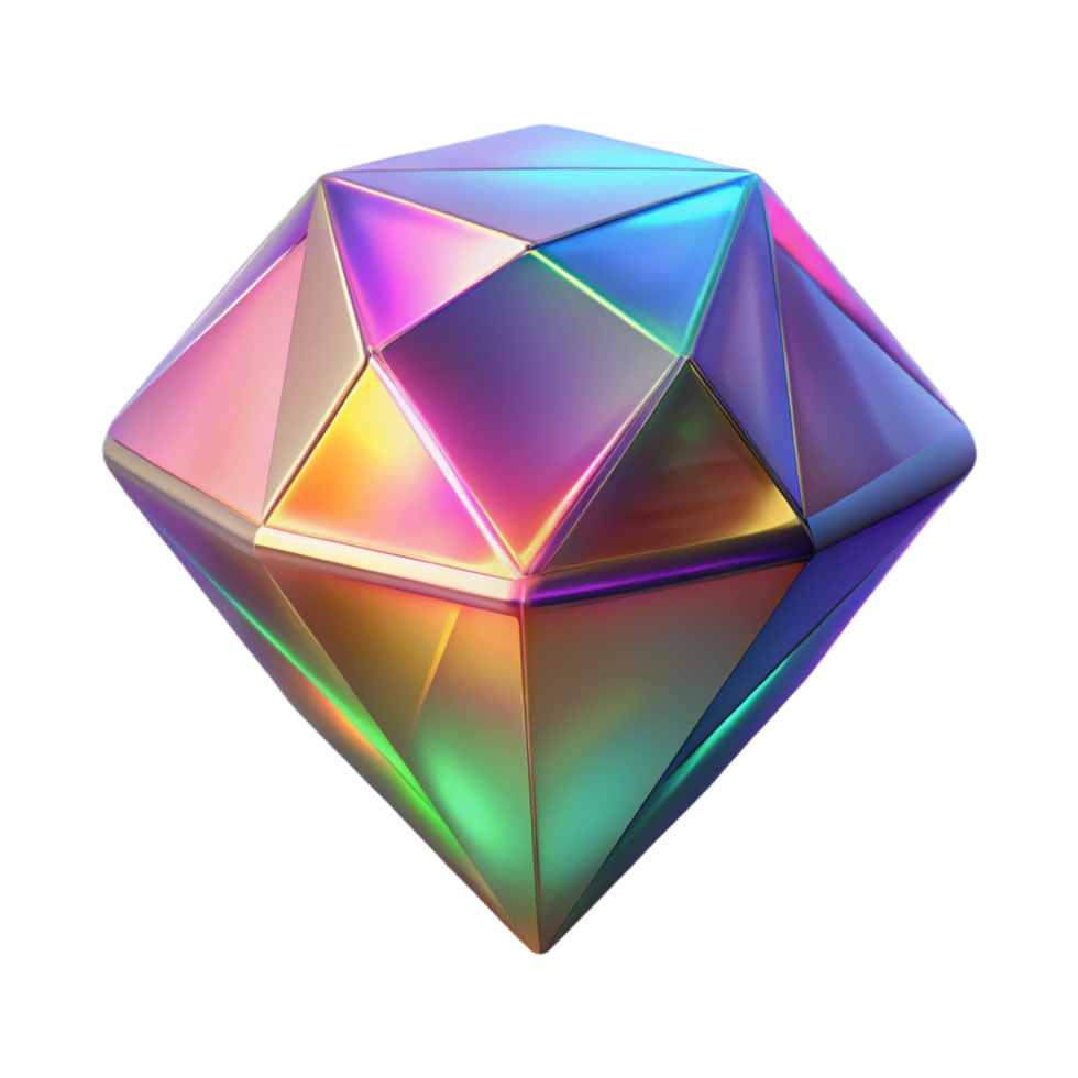 Iridescent Gem A Facet Rich 3D Model of a Prismatic Crystal png