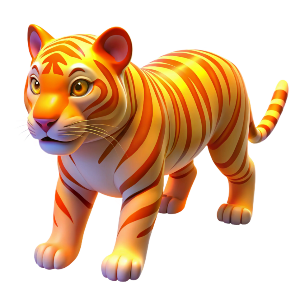 Striped Tiger Cub A 3D Render of a Cute, Cartoonish Tiger png