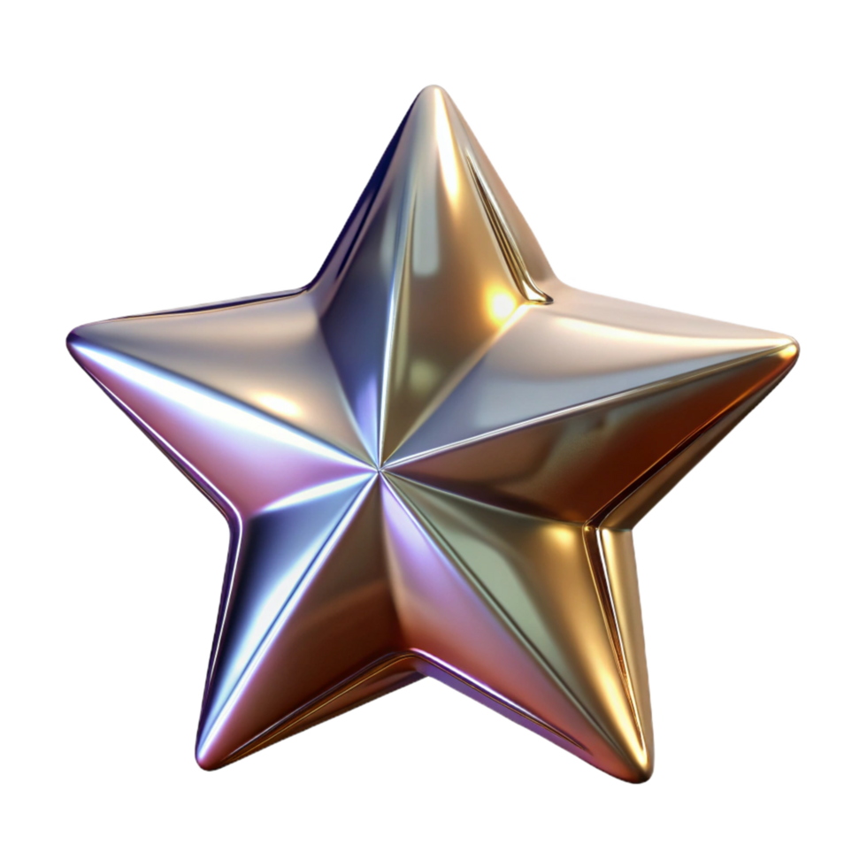 Metallic Star 3D Render of a Shiny, Five-Pointed Star png