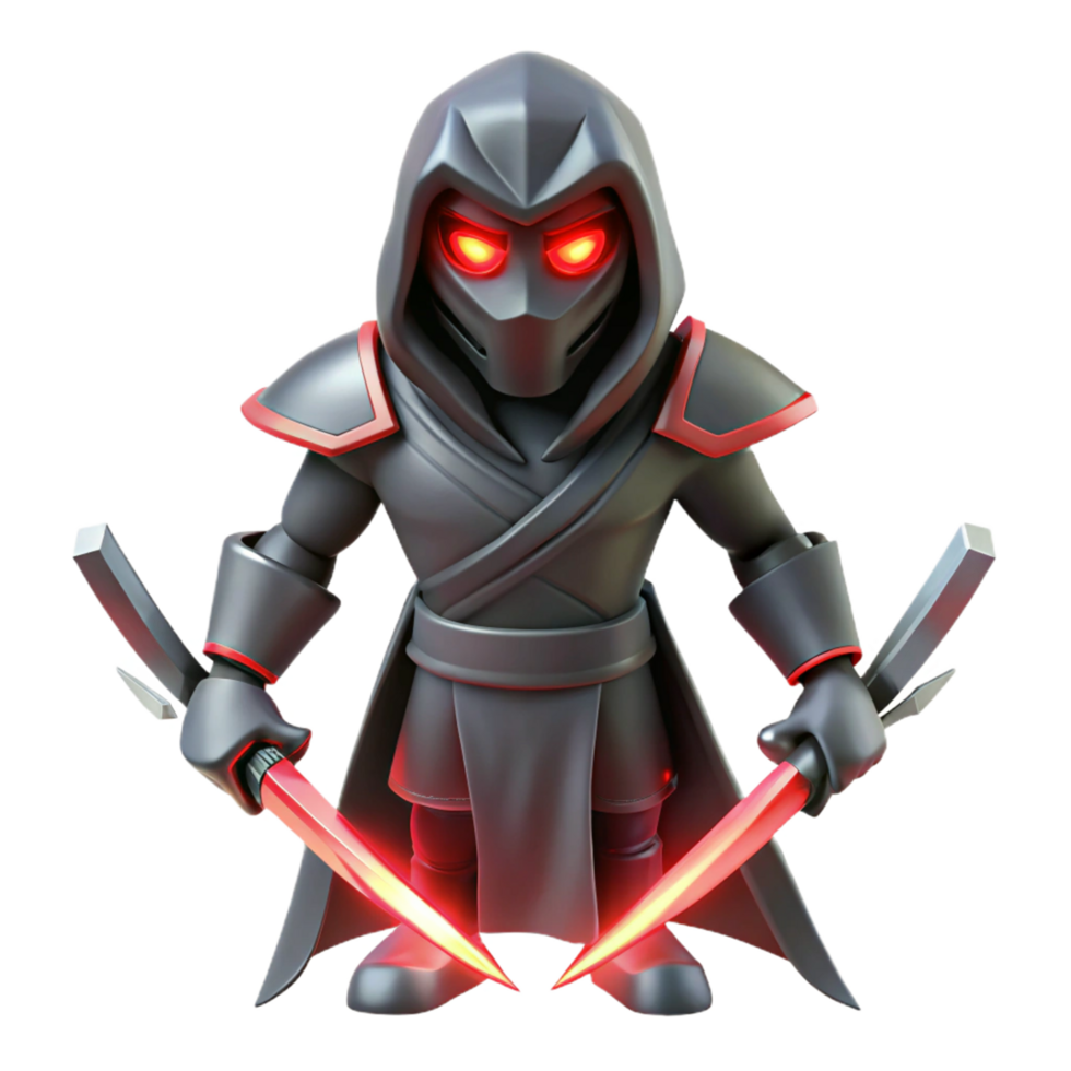 Dark Ninja with Glowing Swords png