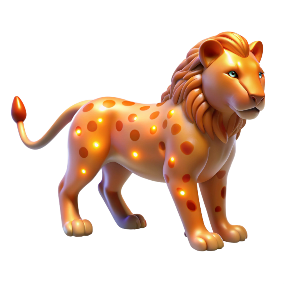 Glowing Spotted Lion 3D Model png