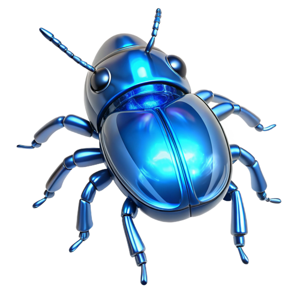 Metallic Blue Robot Beetle A 3D Render of a Futuristic Insect png