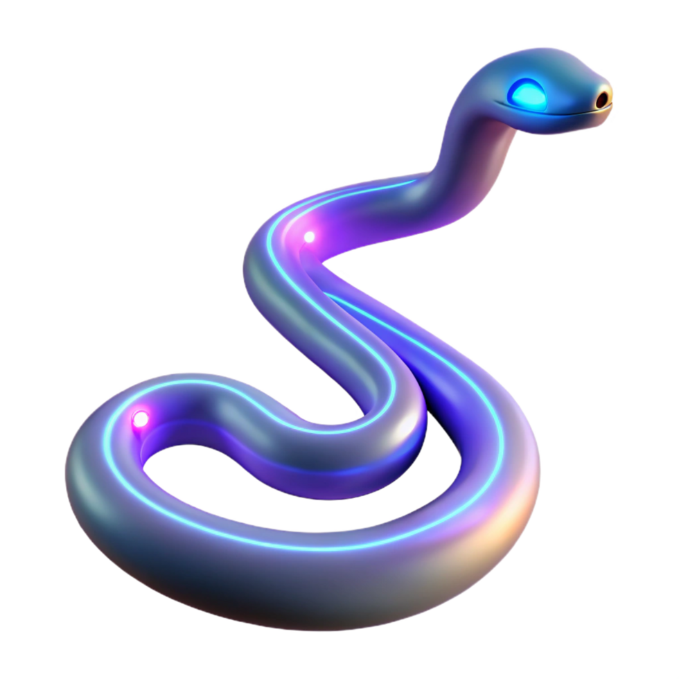 Neon Serpent A 3D Render of a BioLuminescent Snake png