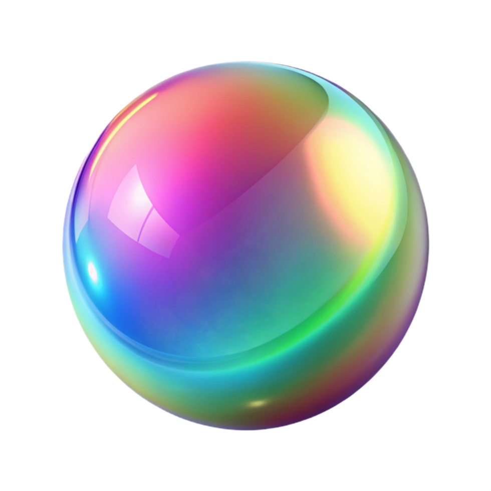 Iridescent Sphere A Study in Gradient Color and Reflective Surfaces png