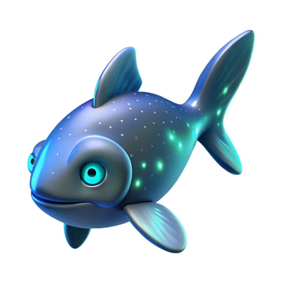 Glowing Fish 3D Render png