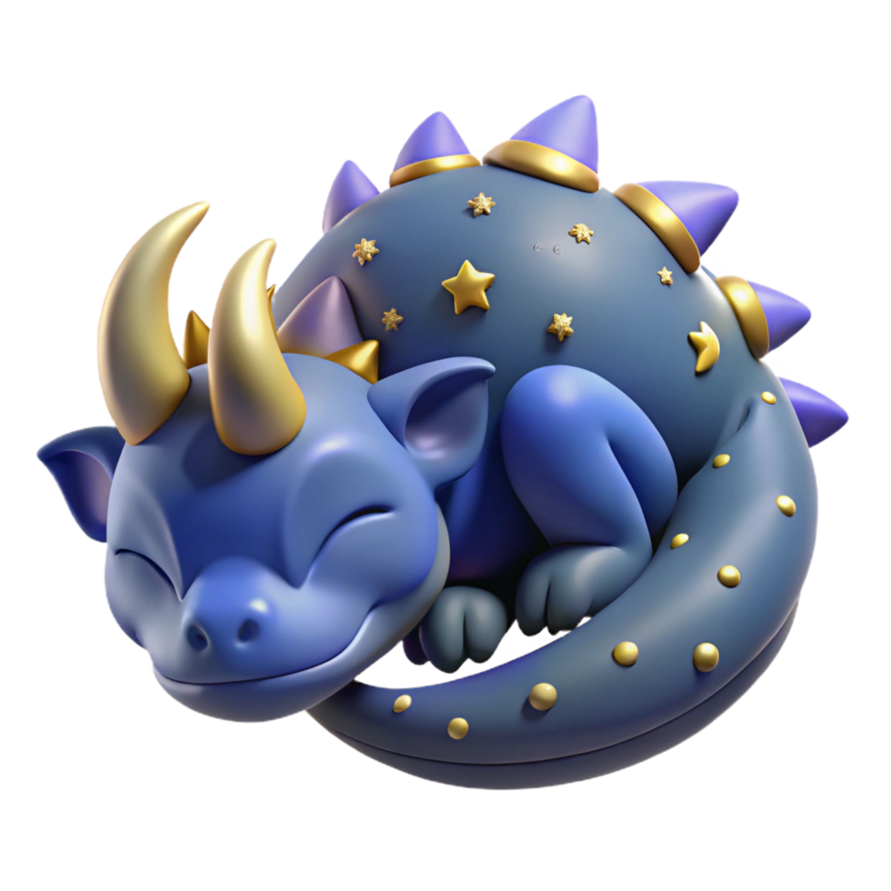 3D Render of a Sleeping Baby Dragon with Stars png