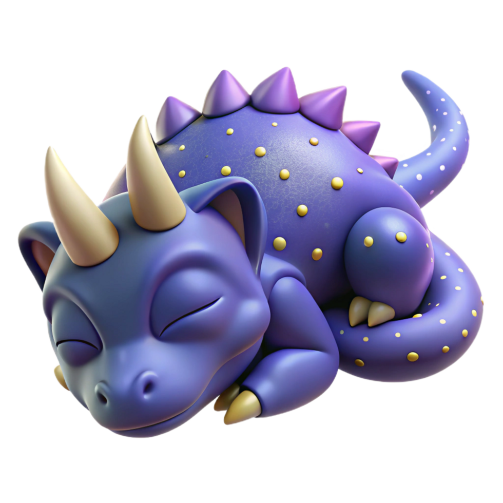 Adorable Sleeping Dragon 3D Render of Fantasy Creature png