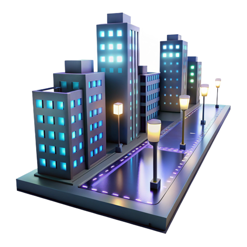 Night Cityscape 3D Model png