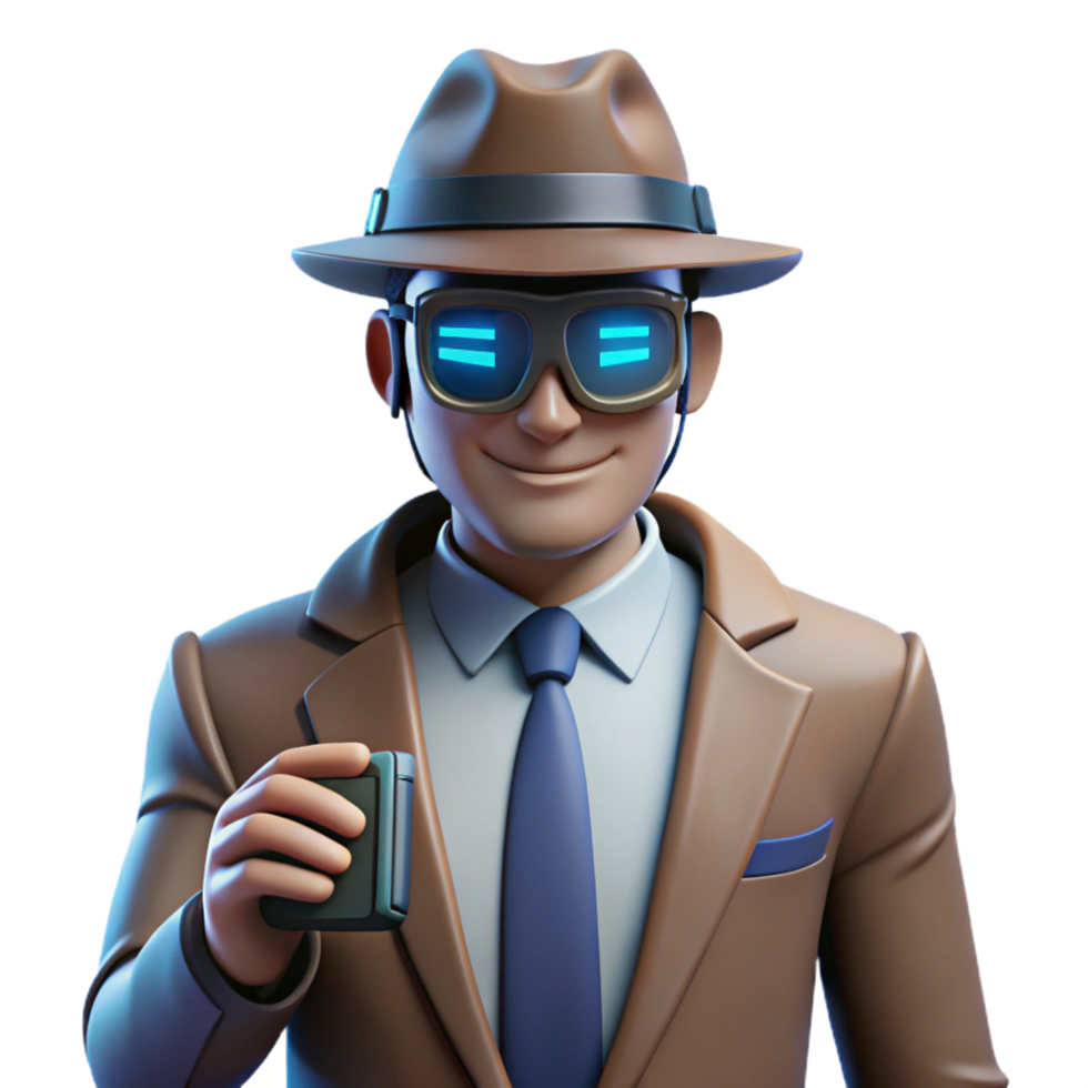 Sleuth with Futuristic Glasses and Device png