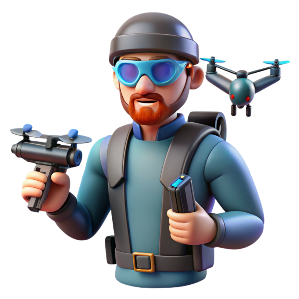 Drone Pilot with Advanced Aerial Vehicle and Remote Control png