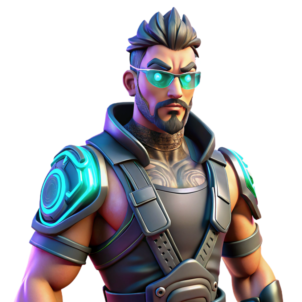 Cyberpunk Action Hero Futuristic Warrior with Glowing Armor png