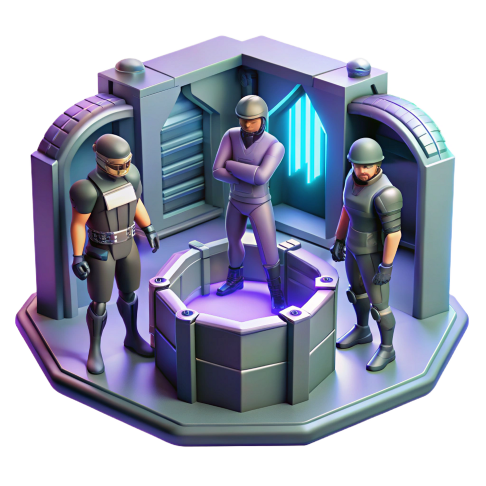 Sci Fi Soldiers in Futuristic Room png