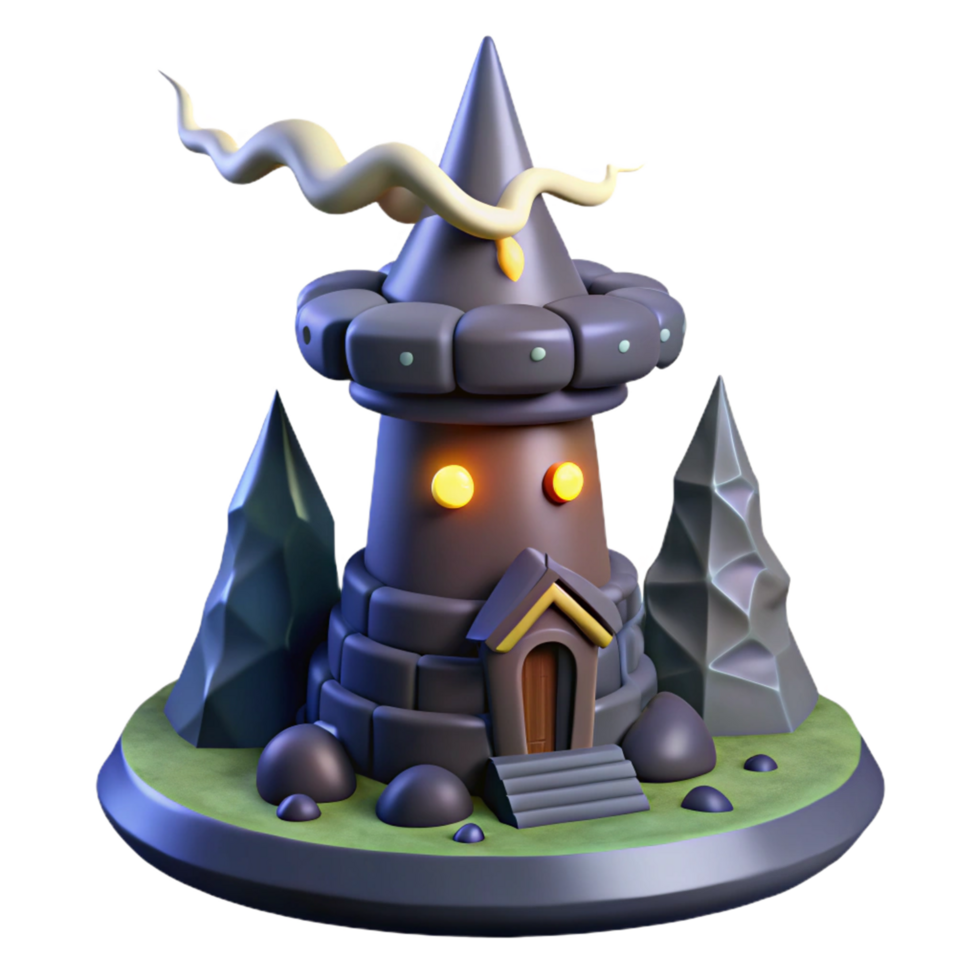 Enchanted Stone Tower 3D Render of Fantasy Architecture png