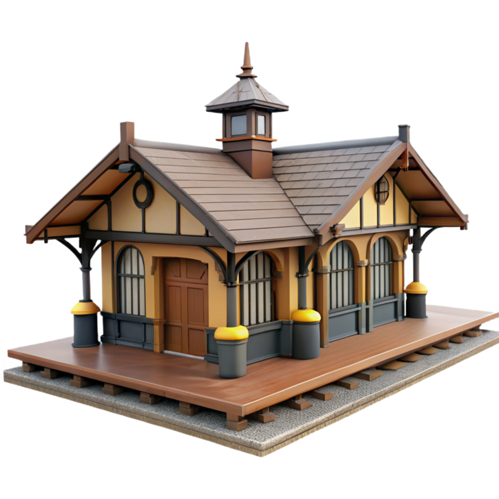 Quaint Train Station 3D Model png