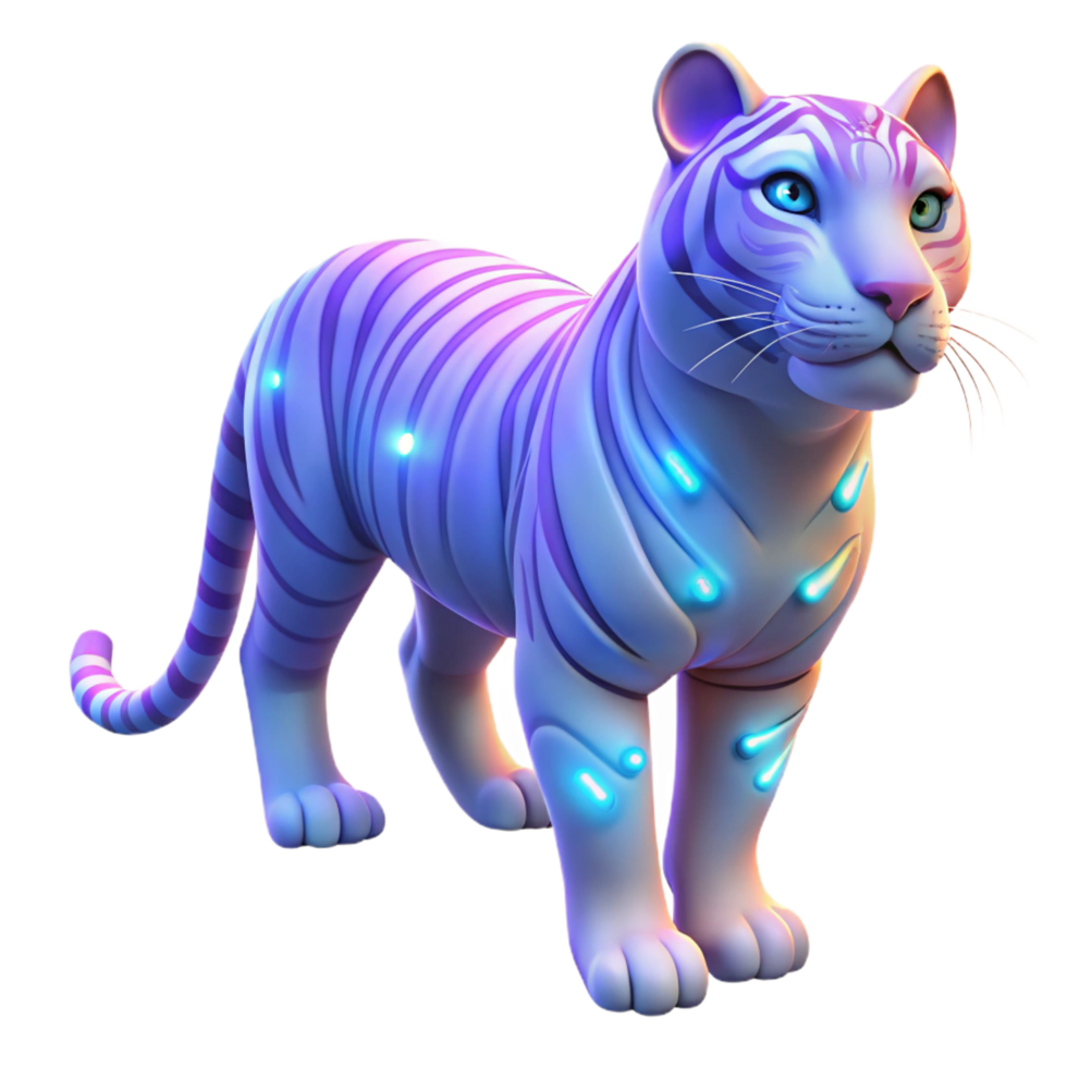 Glowing Tiger 3D Render png