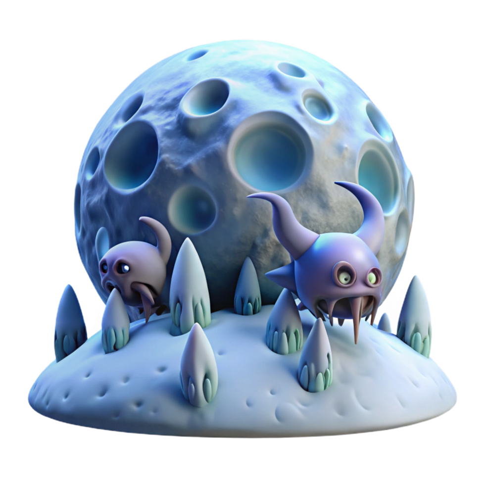 Cryptic Creatures on a Cratered Moon png