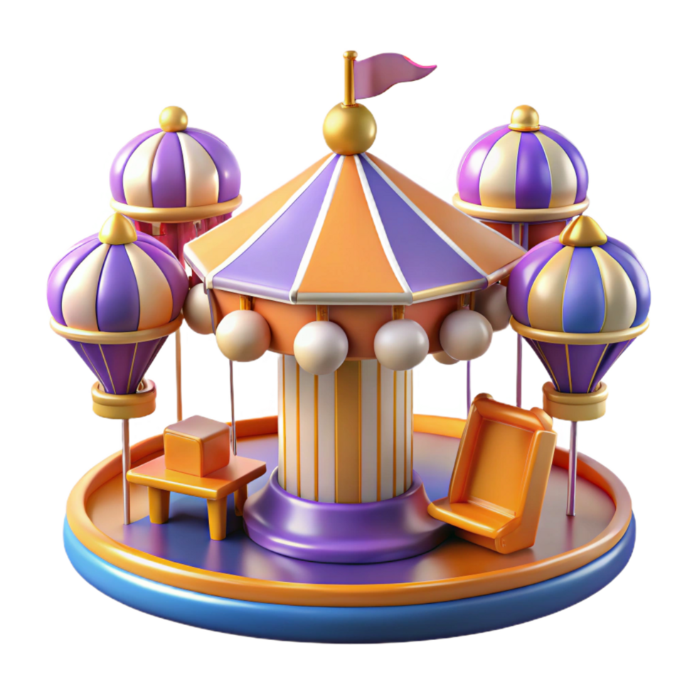 Whimsical Carousel 3D Model png
