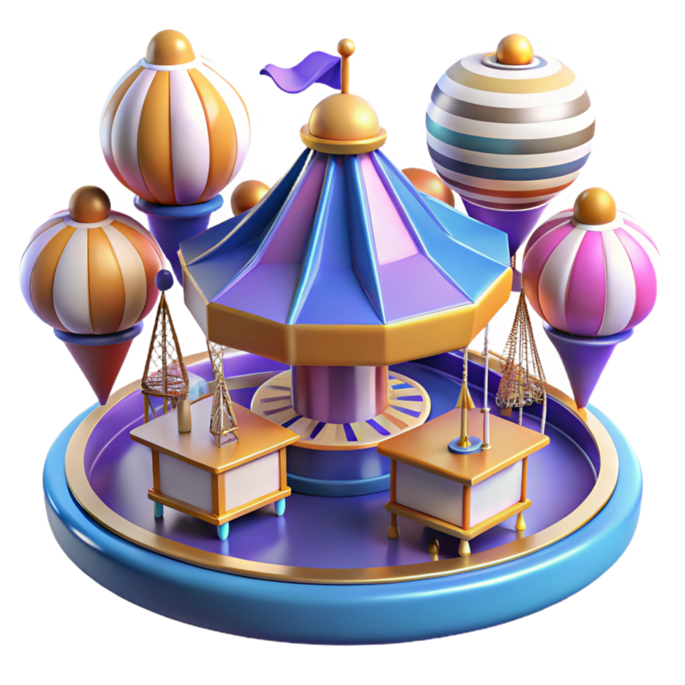Whimsical Fairytale Carousel A 3D Render of a Fantasy Ride png
