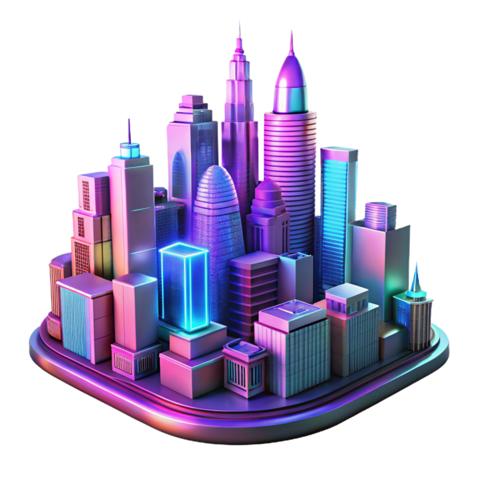 Neon Cityscape Modern Urban Design png