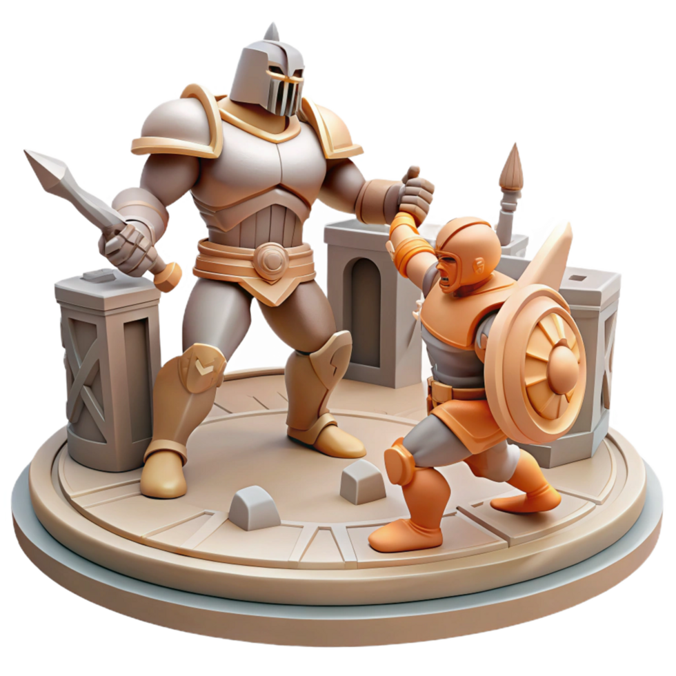 Epic Warrior Duel 3D Render png