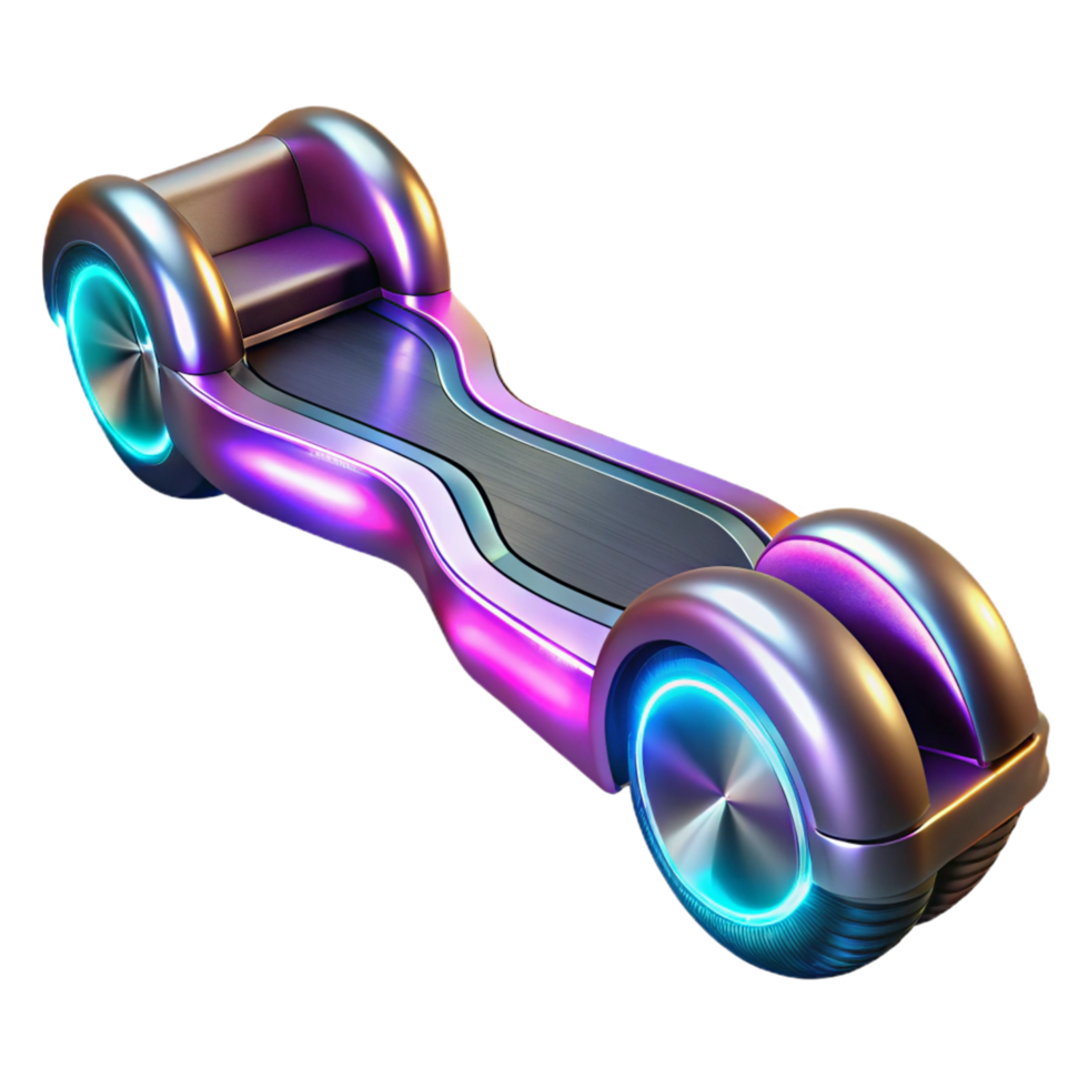 Futuristic Personal Transporter Sleek Design, Illuminated Wheels, and Comfortable Ride png