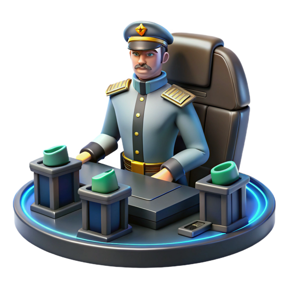 Officer at Futuristic Control Station png