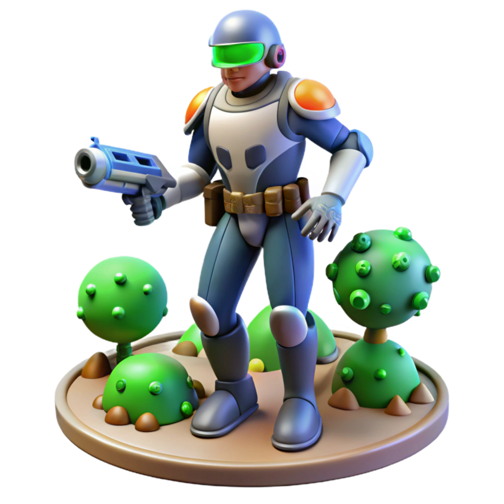 Sci Fi Soldier in Alien Landscape png